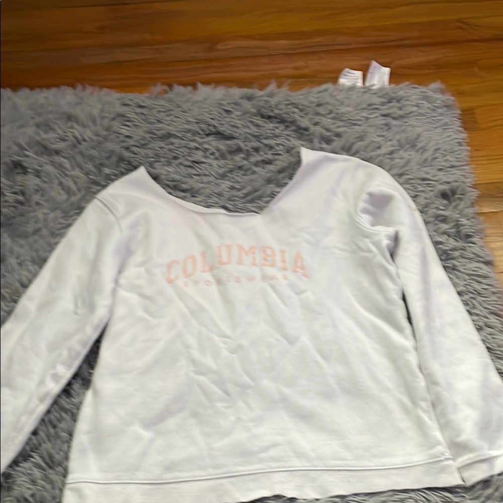 Columbia White Off-the-Shoulder Sweater